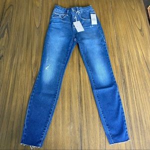 Good American high rise Good Legs crop raw hem jeans
